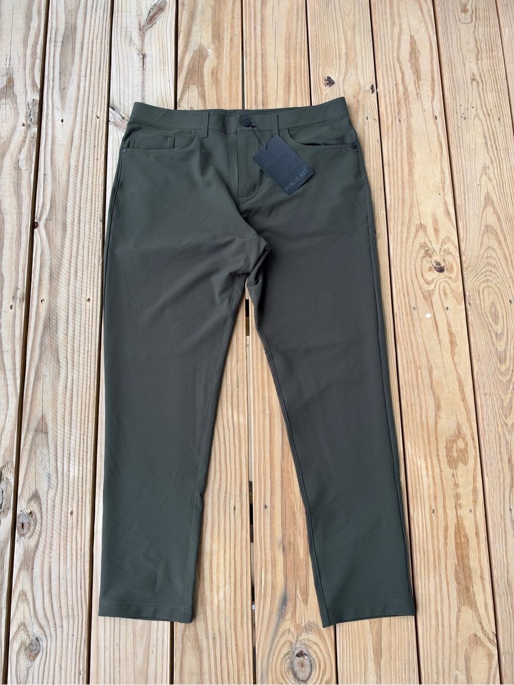 New Public Rec Workday Pant Green Mens 34x32 Chino Performance